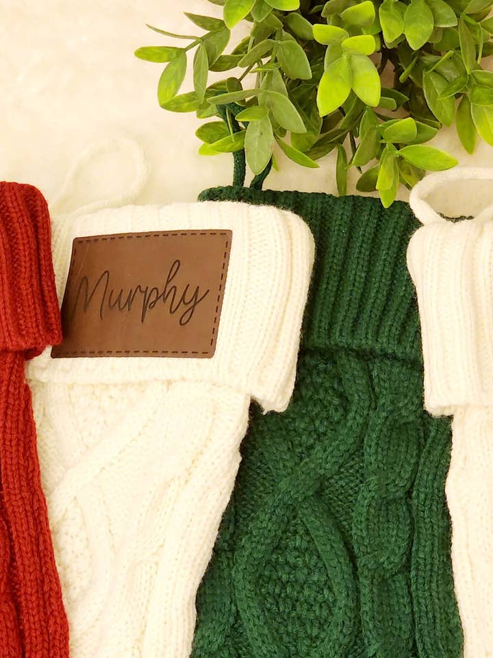 Leather Customized Cable Knit Stockings for wholesale by Treehouse Crafts