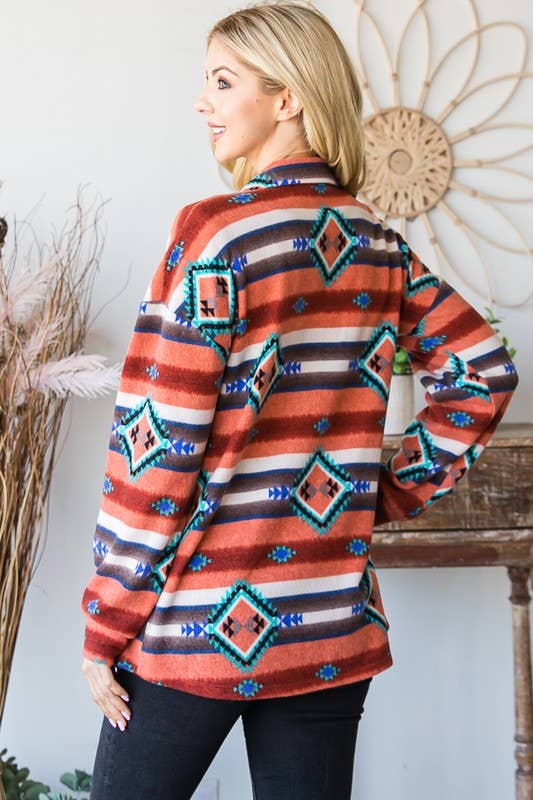 RUGGINA/MULTI GIACCA AZTECA MULTICOLORE CON MANICHE A SBUFFO EJ6712-10 in vendita all'ingrosso su Faire3