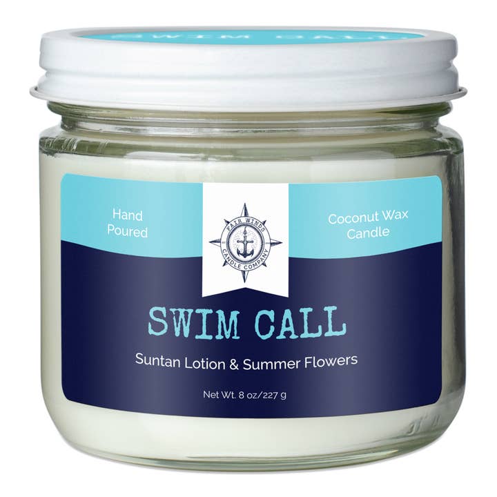 SWIM CALL standard candle for wholesale by Fair Winds Candle Company