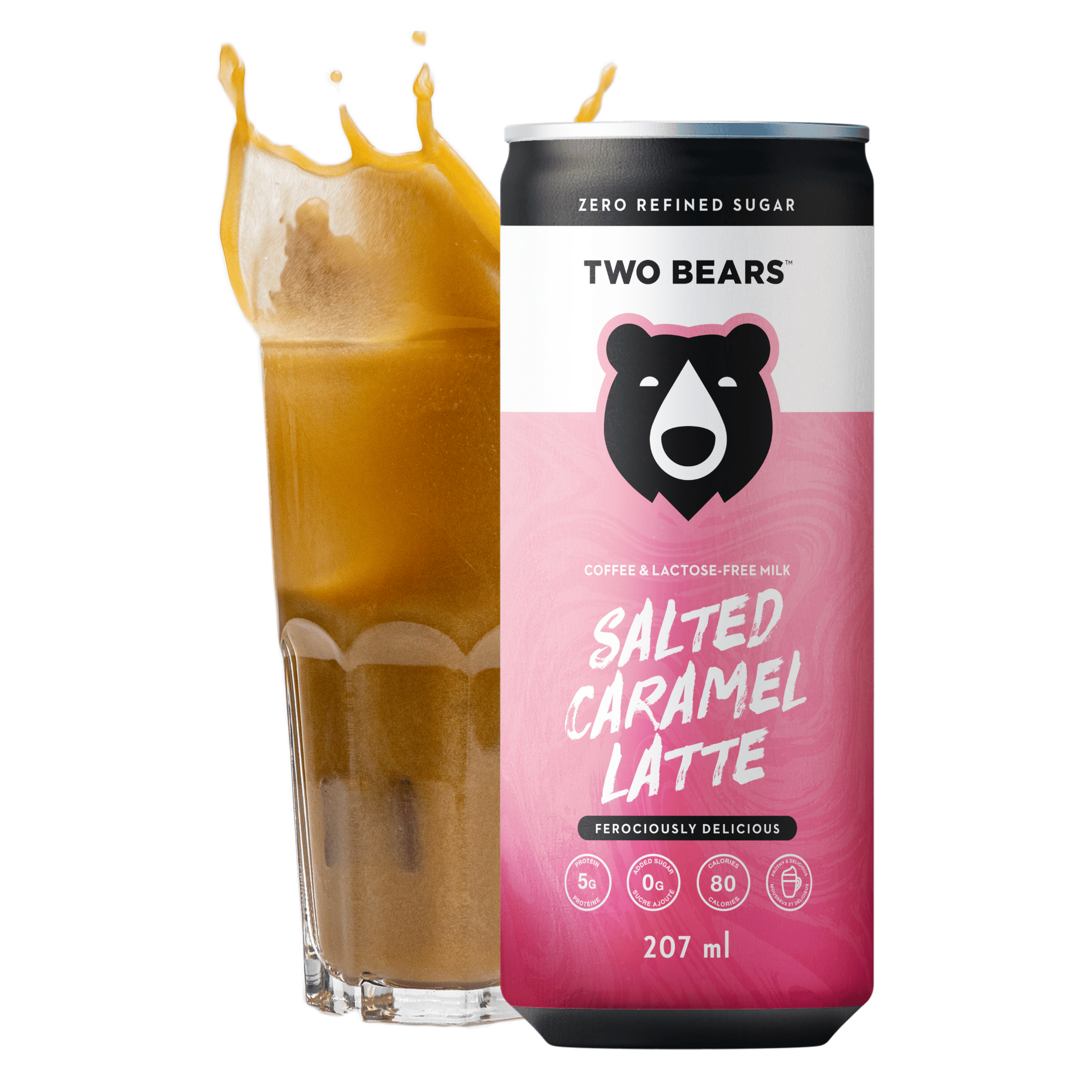 Two Bears – wholesale Iced Coffee/Cold Brew – Lactose-Free Dairy Salted Caramel Latte (207 ml)1