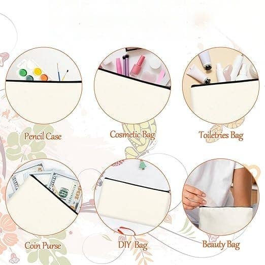 Alo Organic International - Wholesale Pencil case/pouch - Blank DIY Craft Canvas Pencil Case - Makeup Pouch 8.3x5 Inch3