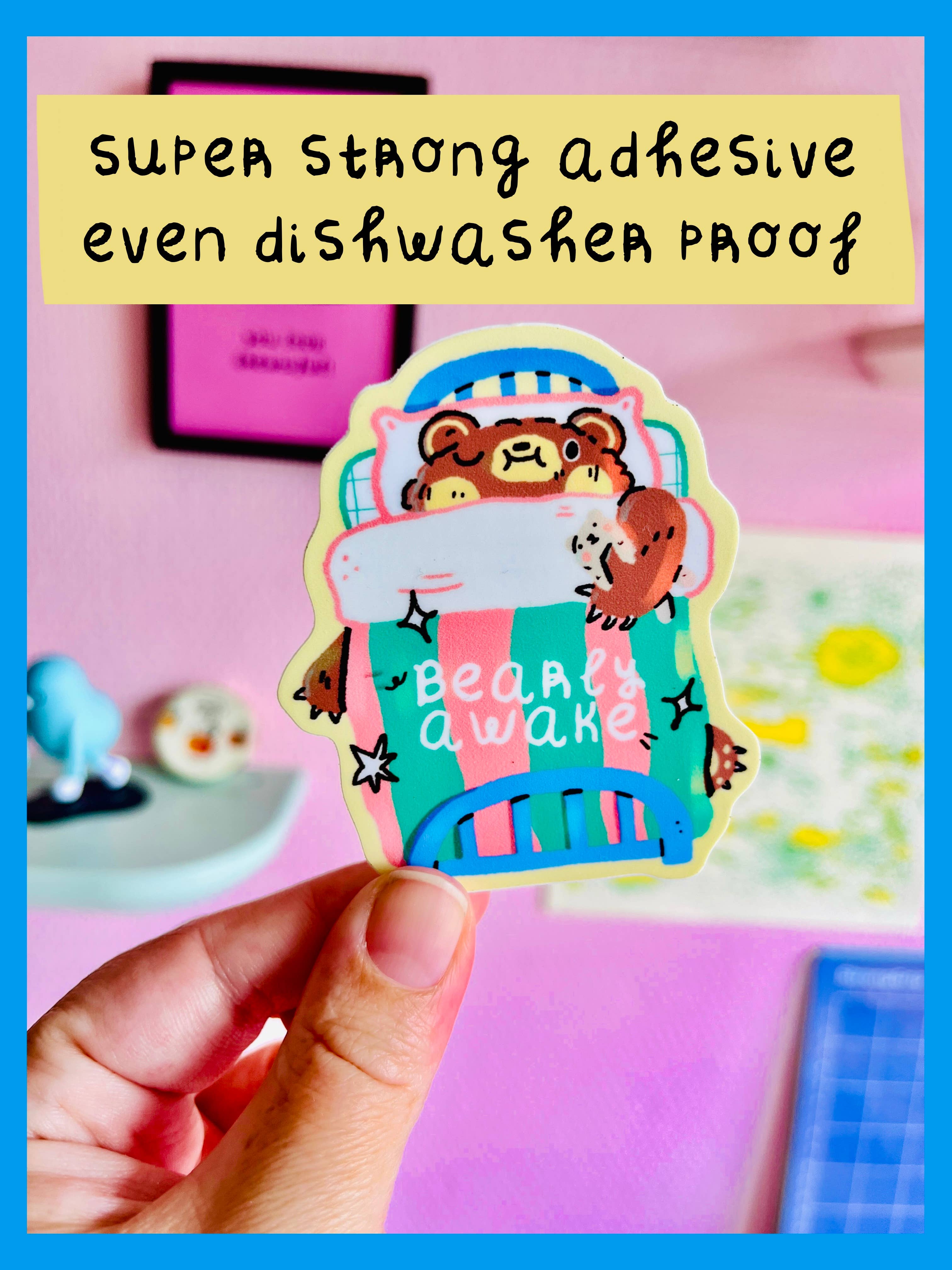 Bloemkolie - Wholesale Sticker - Bearly Awake vinyl Sticker /Waterproof and Dishwasher safe1