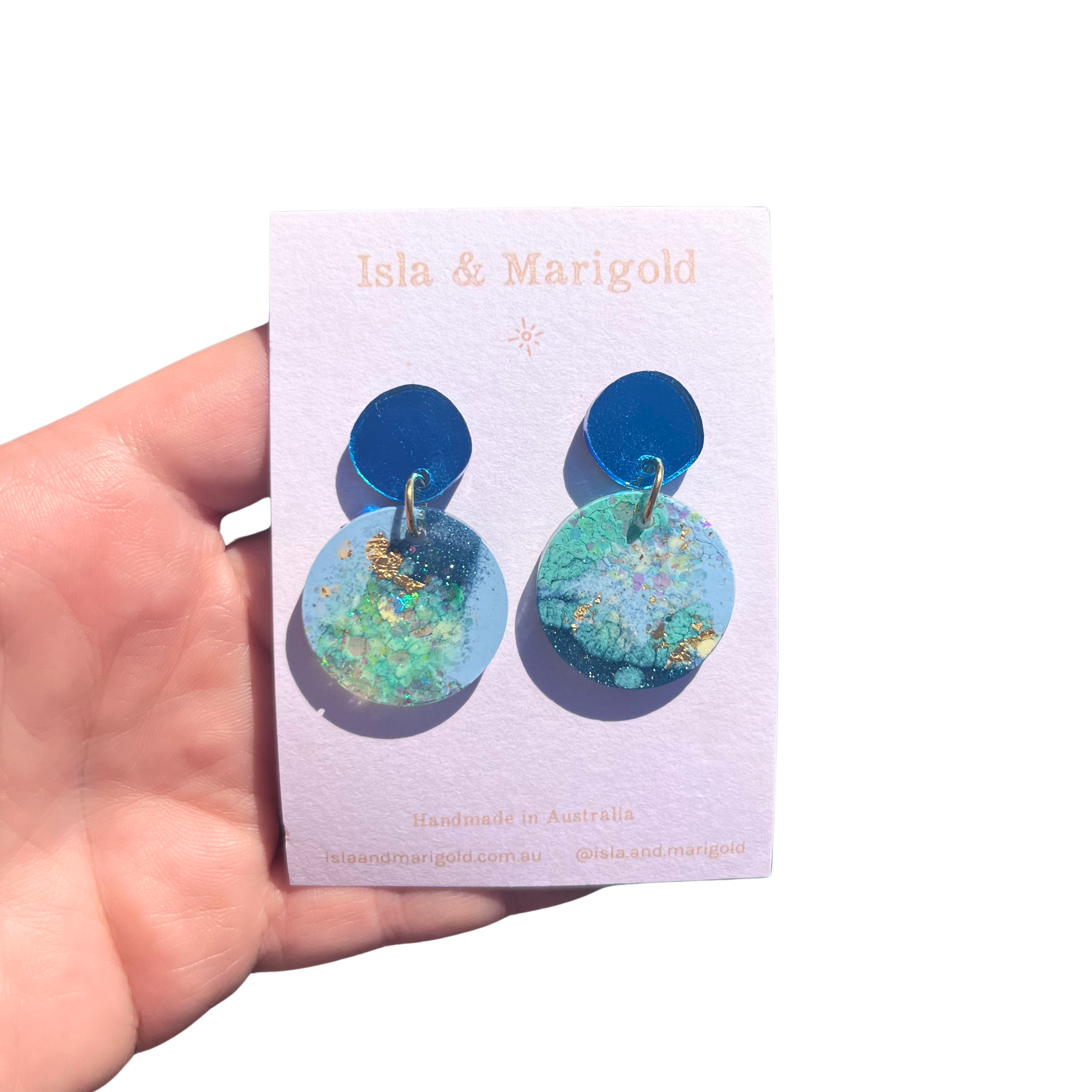 Isla & Marigold - Wholesale Dangle earrings - Mirror Mirror Earrings- Sea Blue1
