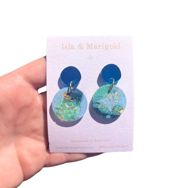Isla & Marigold - Wholesale Dangle earrings - Mirror Mirror Earrings- Sea Blue1