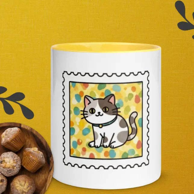 EME regalos – wholesale Kaffekoppar – Kattungekopp med gul insida3