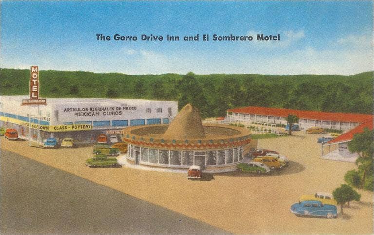 Found Image Press - Wholesale Postcard - Postcard RD-89 Gorro Drive-In and Sombrero Motel, Roadside R0