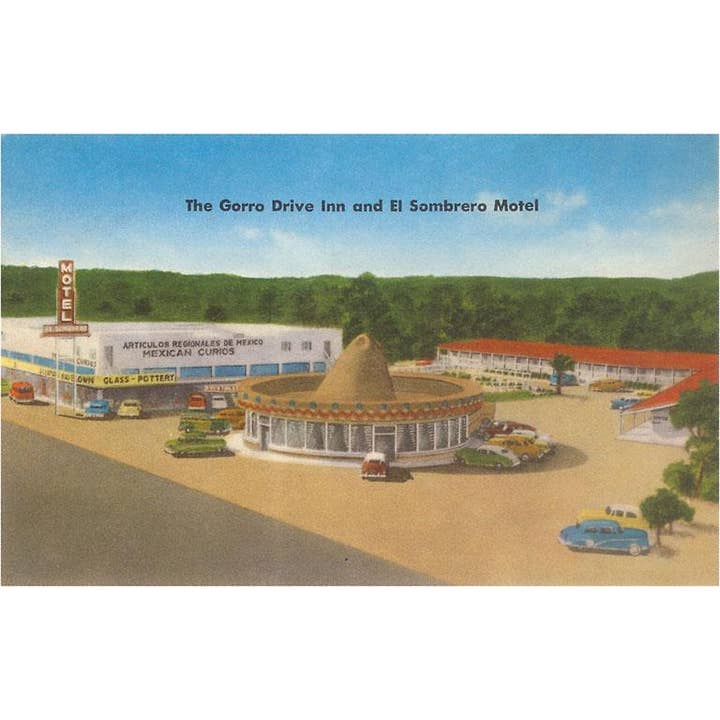 Found Image Press - Wholesale Postcard - Postcard RD-89 Gorro Drive-In and Sombrero Motel, Roadside R