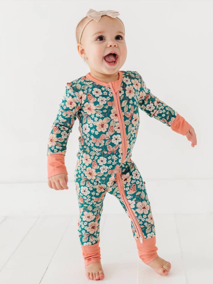 Baby Bamboo Pajamas - Bamboo Sleeper - Juniper for wholesale by Bird & Bean®
