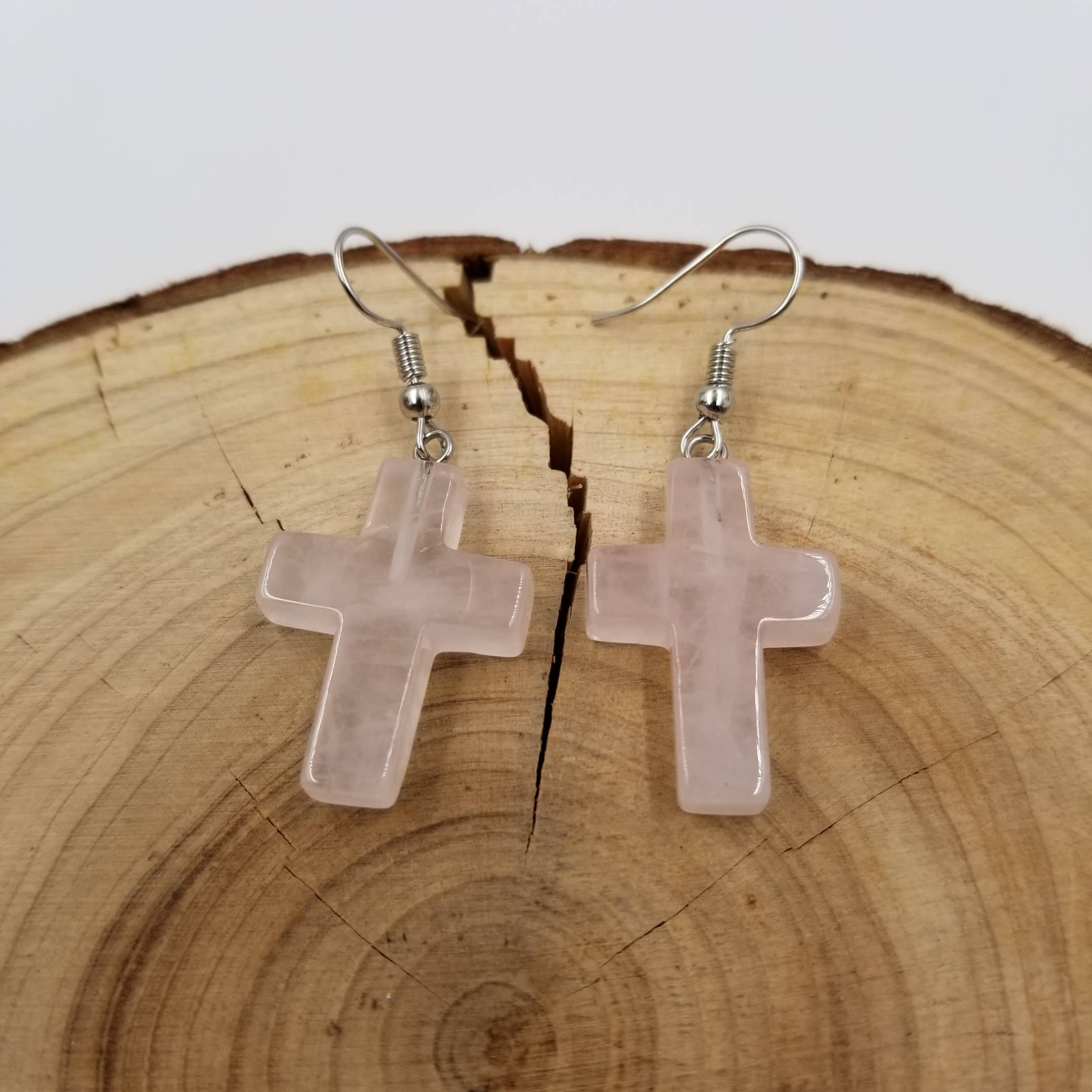 CHAKRA JEWELRY - Wholesale Dangle Earrings - Natural Stone Crystal Cross Earrings2