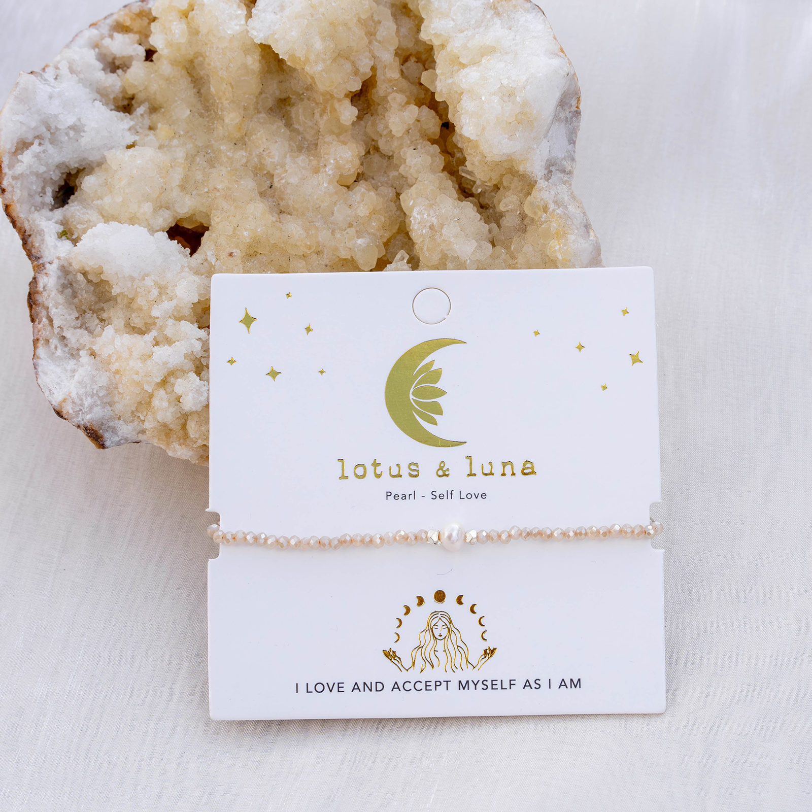 Lotus and Luna – wholesale Beaded bracelet – Self Love Pearl Goddess Bracelet4