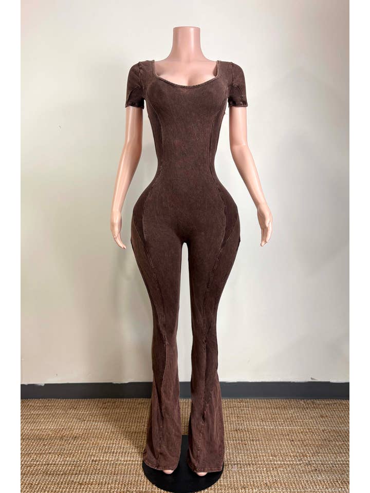 Dalia Studio - Wholesale Jumpsuit - Women's - MINERAL WASH OPEN BACK FLARE JUMPSUIT4