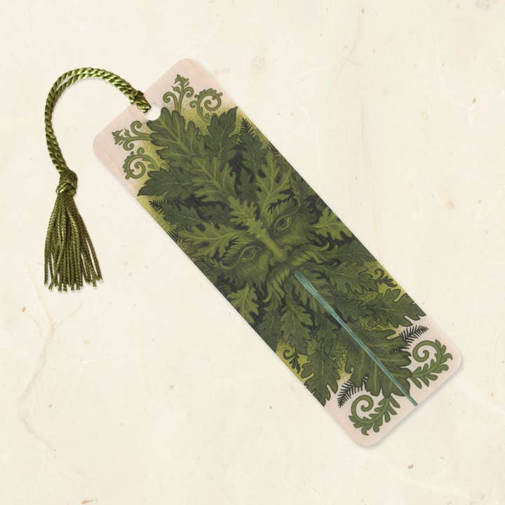 Grön Man Träbokmärke med Tofs för wholesale av Little Gold Fox Designs