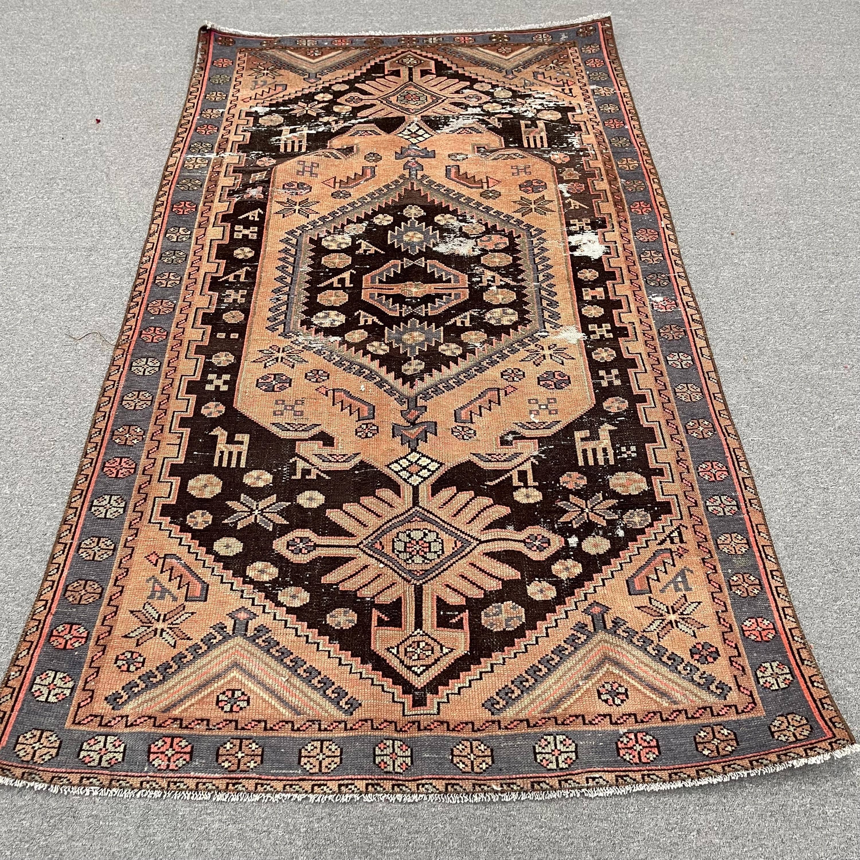 The Loom Wholesale - Wholesale Area Rug - Turkish Rug, Brown Aztec, Vintage Wool, 6.5x3.7 ft, SCR-19540