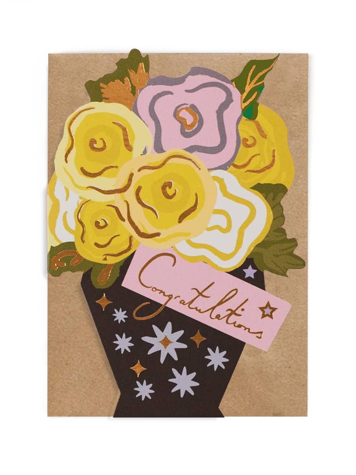 CONGRATULATIONS FLOWERS for wholesale by Cath Tate Cards