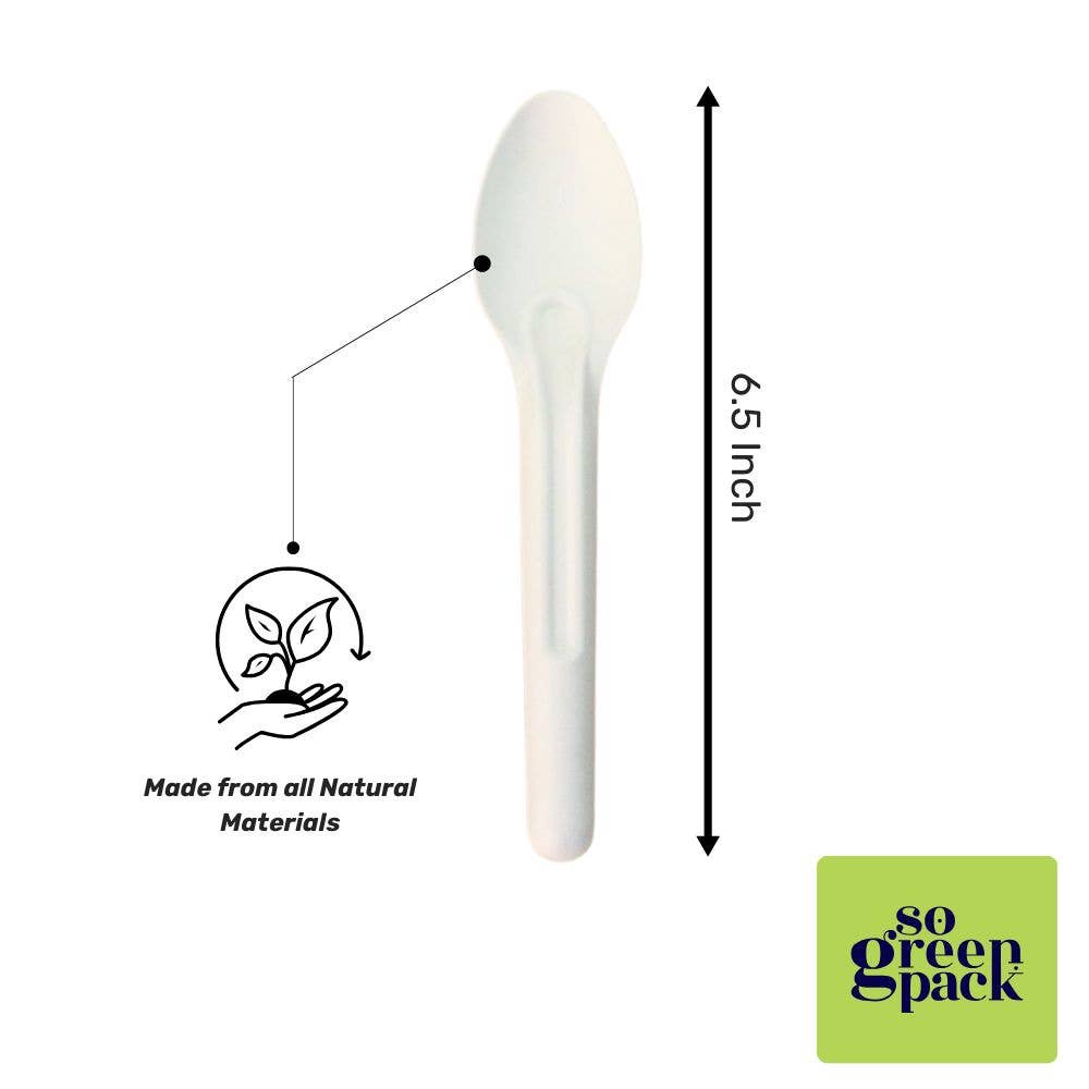 Sogreenpack - Wholesale Disposable Spoon - SoGreenPack  Eco-Friendly Bagasse Spoons 6.5-Inch 50 Pieces6