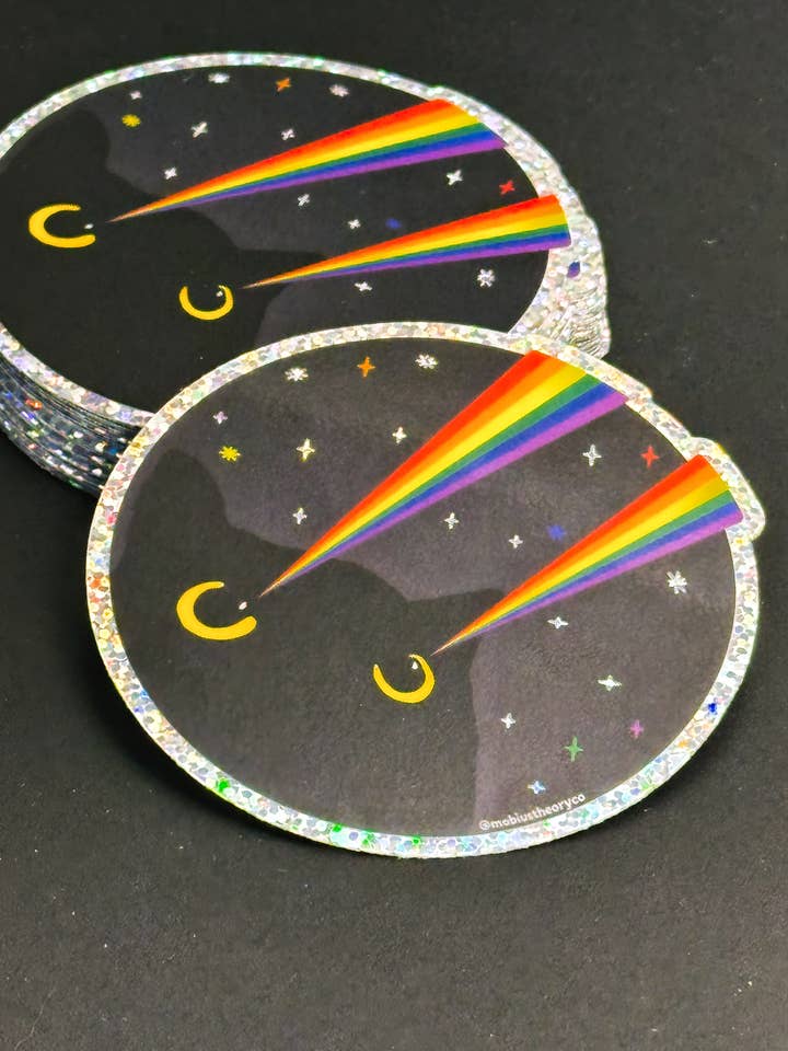 Holographic Glitter Bubo of the Cosmos 3" Die Cut Sticker for wholesale by Mobius Theory