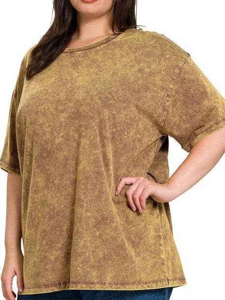 Plus gewassen top met korte mouwen voor wholesale door Vanilla Monkey