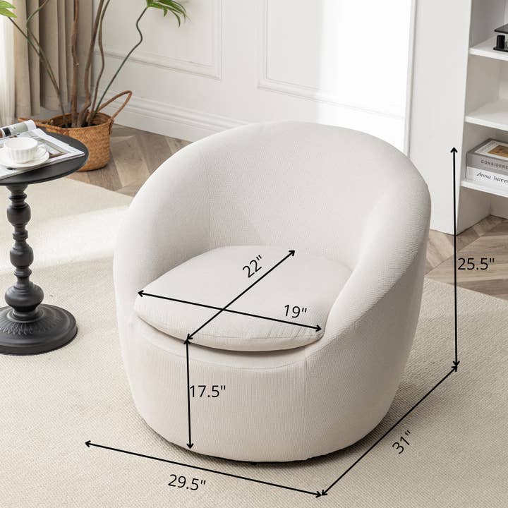 HOMYCASA DESIGN INC - Wholesale Chair - Winnie Modern Teddy Boucle Fabric Barrel Chair 360 Swivel15