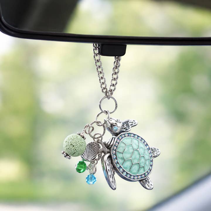 Rearview Charm - Sea Turtle - Blue Green Beads for wholesale by EarthlieTreasures