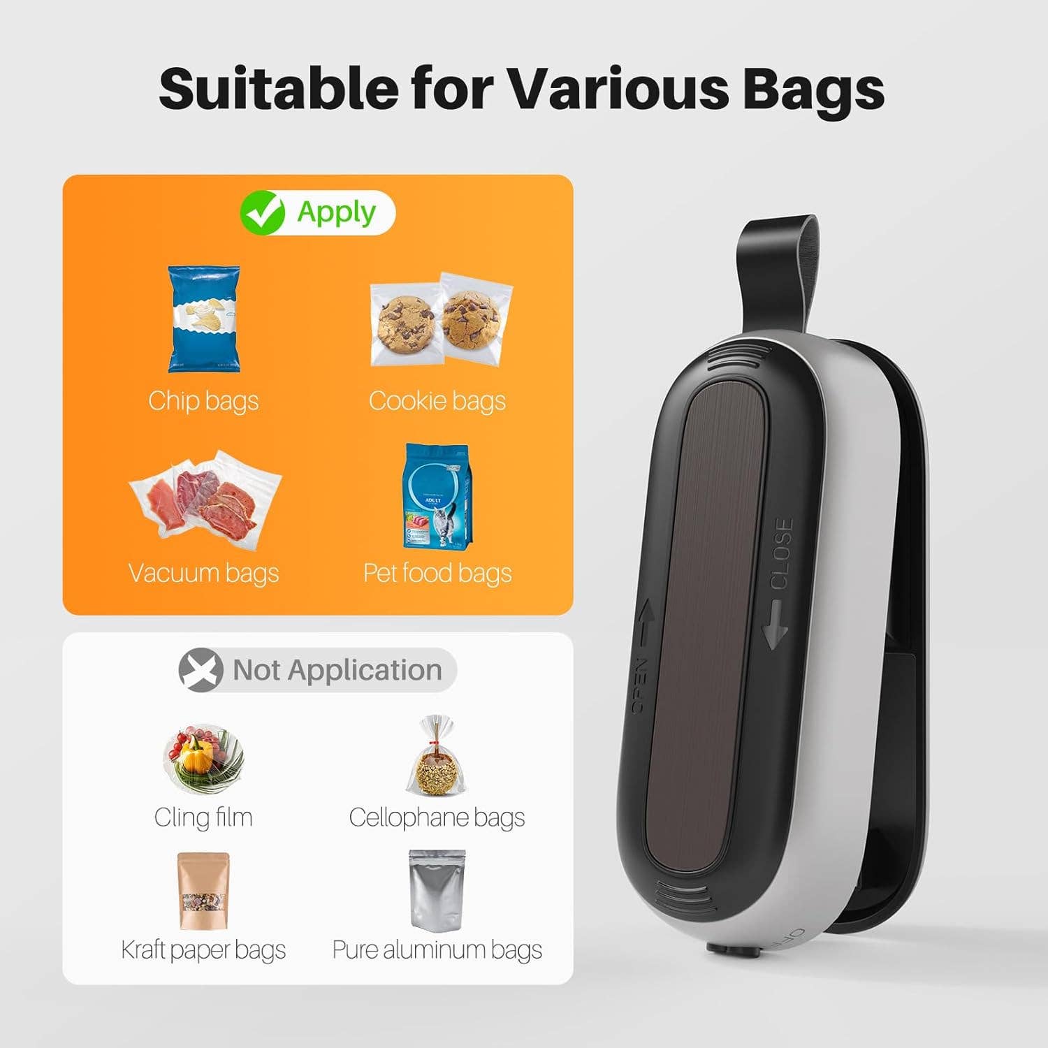 VIGOR - Vente Ustensile/gadget de cuisine - Scelleuse thermique et coupeur avec cordon, sac à puce portable à main2