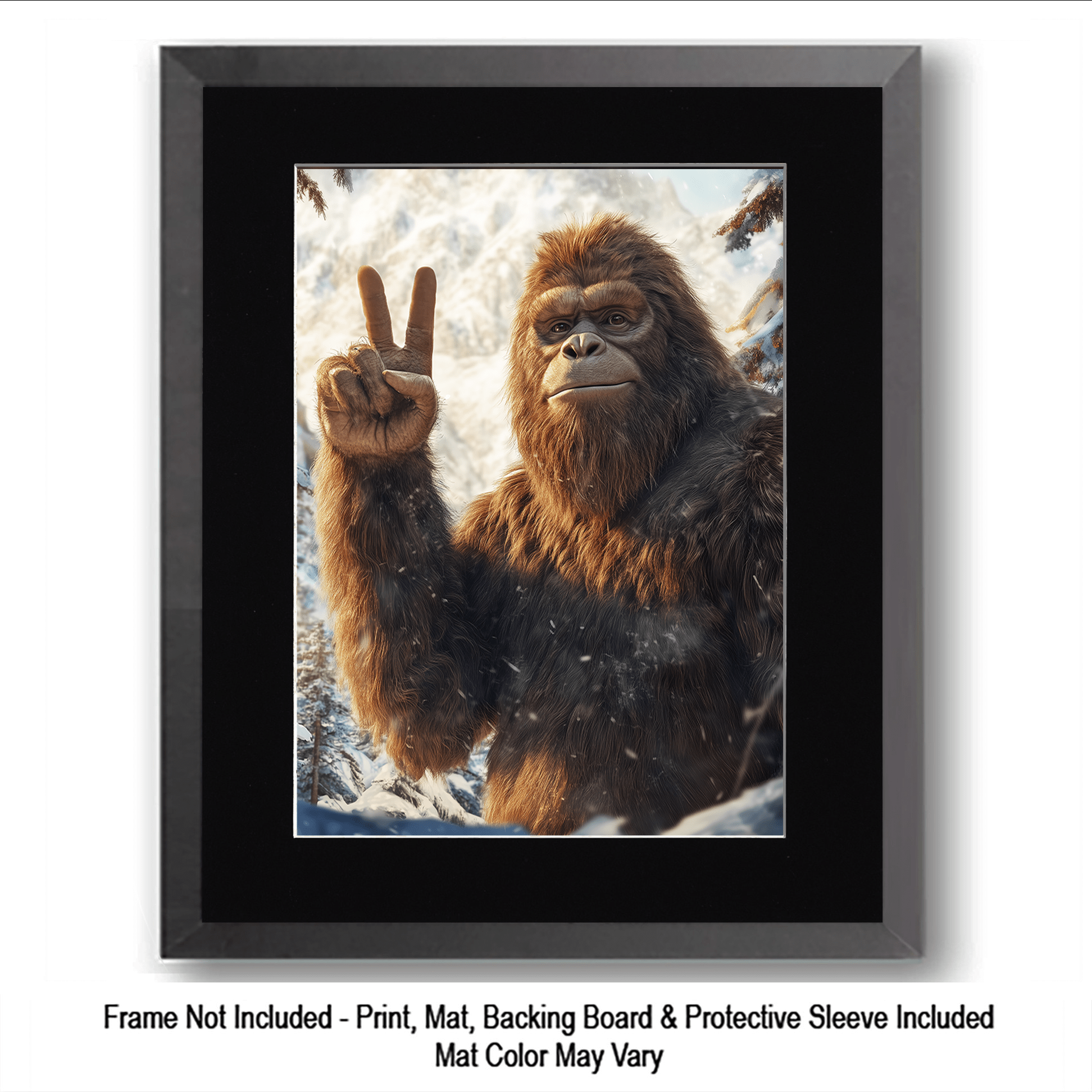 Mowbi - Vendita all'ingrosso Stampa artistica - Tipo Tosto, Bigfoot: Credi in Te Stesso - Stampe d'Arte di Criptidi - Stampe di Bigfoot – Opera d'Arte 8″x8″ in Passepartout 12″x12″29