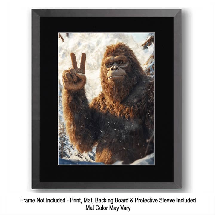 Mowbi - Vendita all'ingrosso Stampa artistica - Tipo Tosto, Bigfoot: Credi in Te Stesso - Stampe d'Arte di Criptidi - Stampe di Bigfoot – Opera d'Arte 8″x8″ in Passepartout 12″x12″29