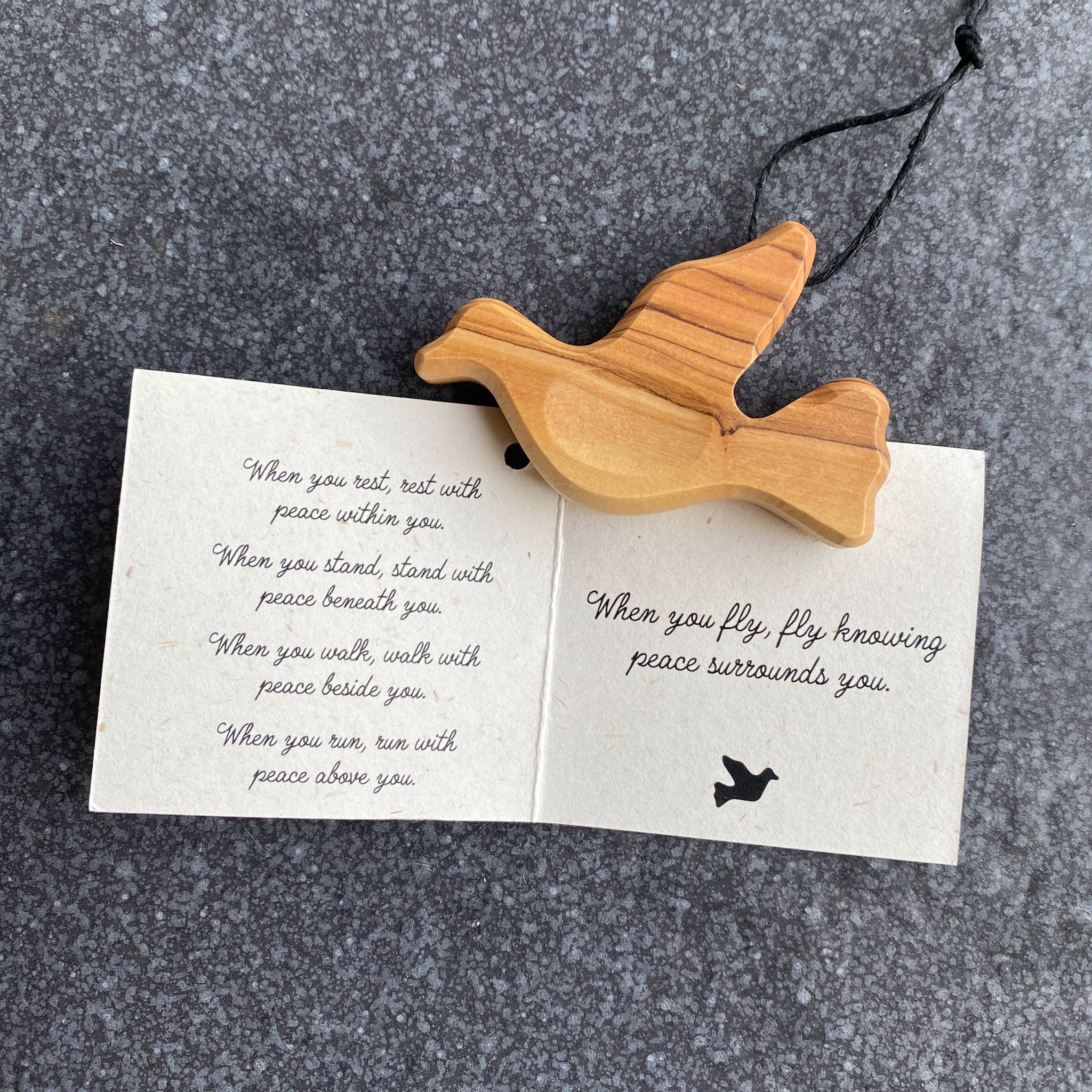 Ten Thousand Villages - Wholesale Ornament - Olive Wood Pocket Peace Dove1