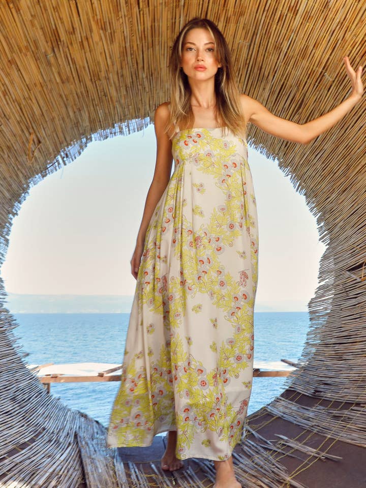 Vestido Longo Joy Flower - Bege por atacado de The Beach