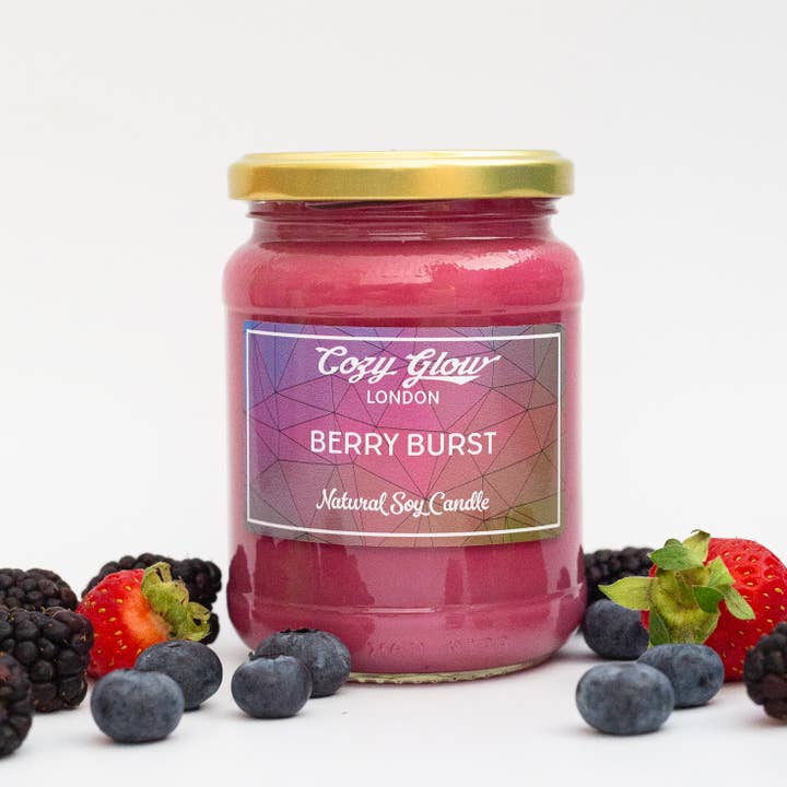 Berry Burst Large Soy Candle for wholesale by Cozy Glow Candles & Home