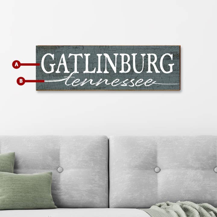 Panneau de script horizontal bleu Lodge personnalisable | Impression murale sur bois véritable pour la vente par Mill Wood Art