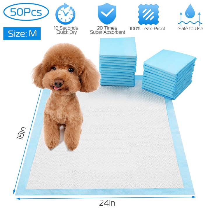 50Pcs/Set Dog Training Pads Puppy Pee Pads Cat Wee Mats Potty-Train 24x18In M and other Purchase Wholesale washable pee pads. Free Returns & Net 60 Terms on Faire trending on Faire.