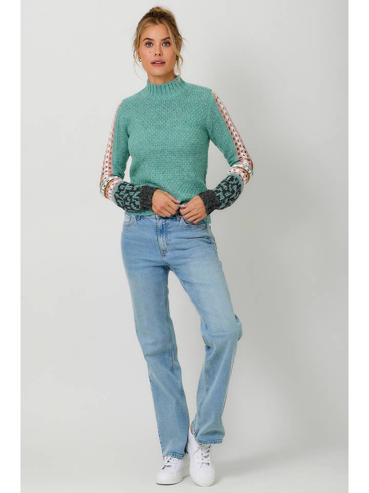 Mystree - Wholesale Knit Sweater - Women's - 20422 Mock Neck Sleeve Detail Sweater