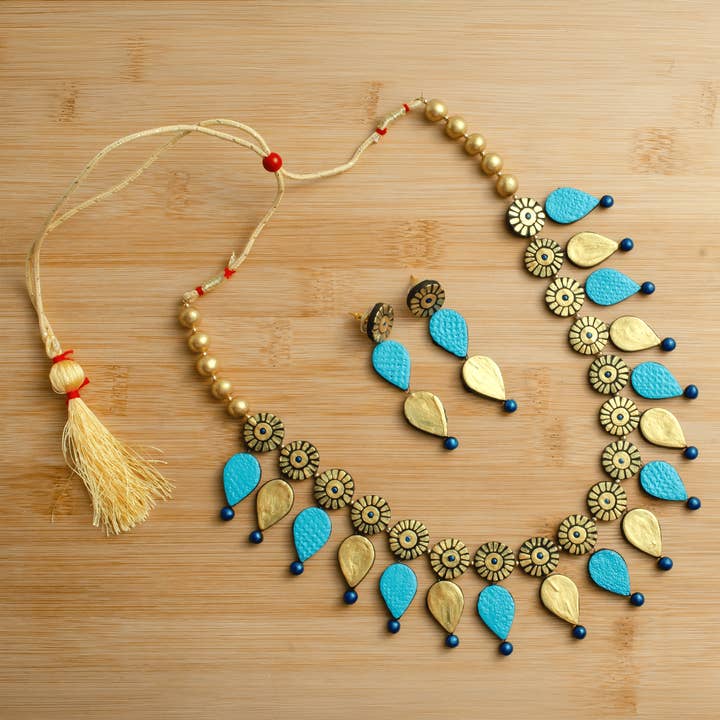 House of Kraft - Wholesale Jewelry Set - Water Droplet Jewelry Set | Clay Jewelry | Purple Jewelry