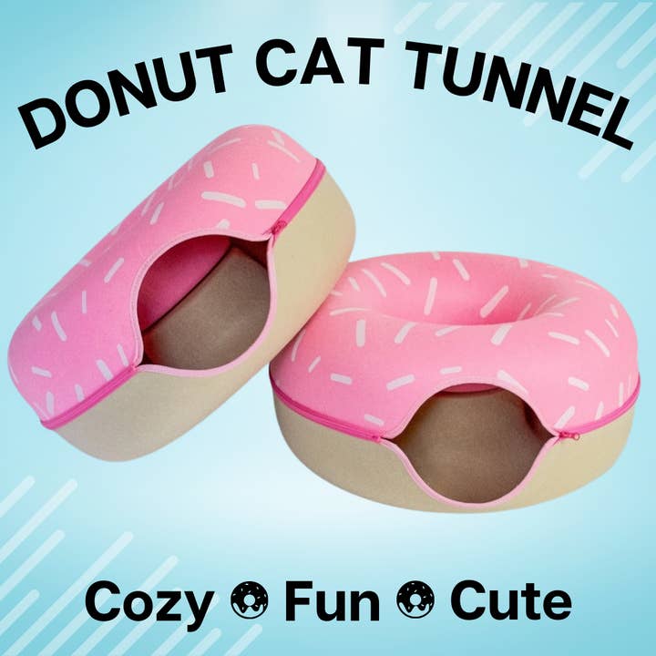 Luli & Cat – wholesale Pet bed – Cat – Sprinkled Donut Cat Tunnel Bed - Large Cat Tunnel Scratcher