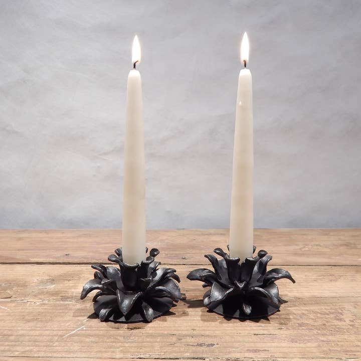 Floral Candle Pair for wholesale by Blackthorne Forge
