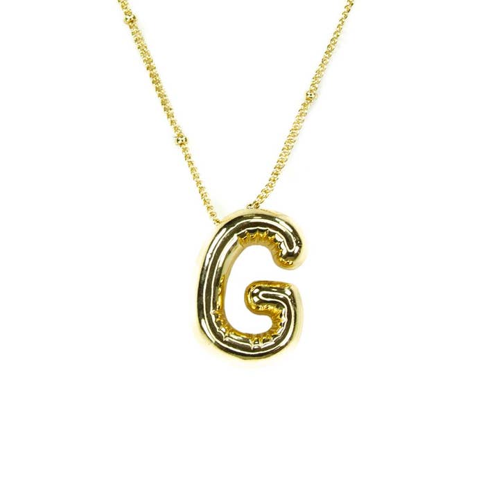 Savvy Bling - Wholesale Pendant/charm necklace - Initial Balloon Bubble Gold Necklace6