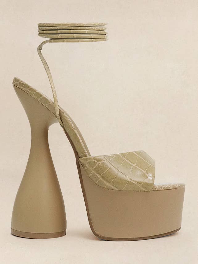 Lemonade Shoes - Wholesale Platform Heels - Women's - BITE ME - Sculptural Platform Heels w/ Ankle Ties9