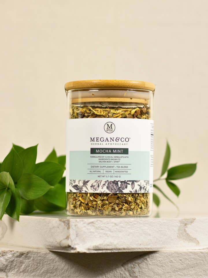 Mocha Mint Tea Blend (162g) – Invigorate Mind + Digestion for wholesale by MEGAN & CO. Herbal Apothecary