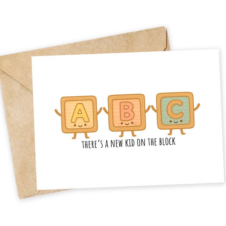 New Kid on the Block - baby shower card for wholesale by Chewy Lemon Studio