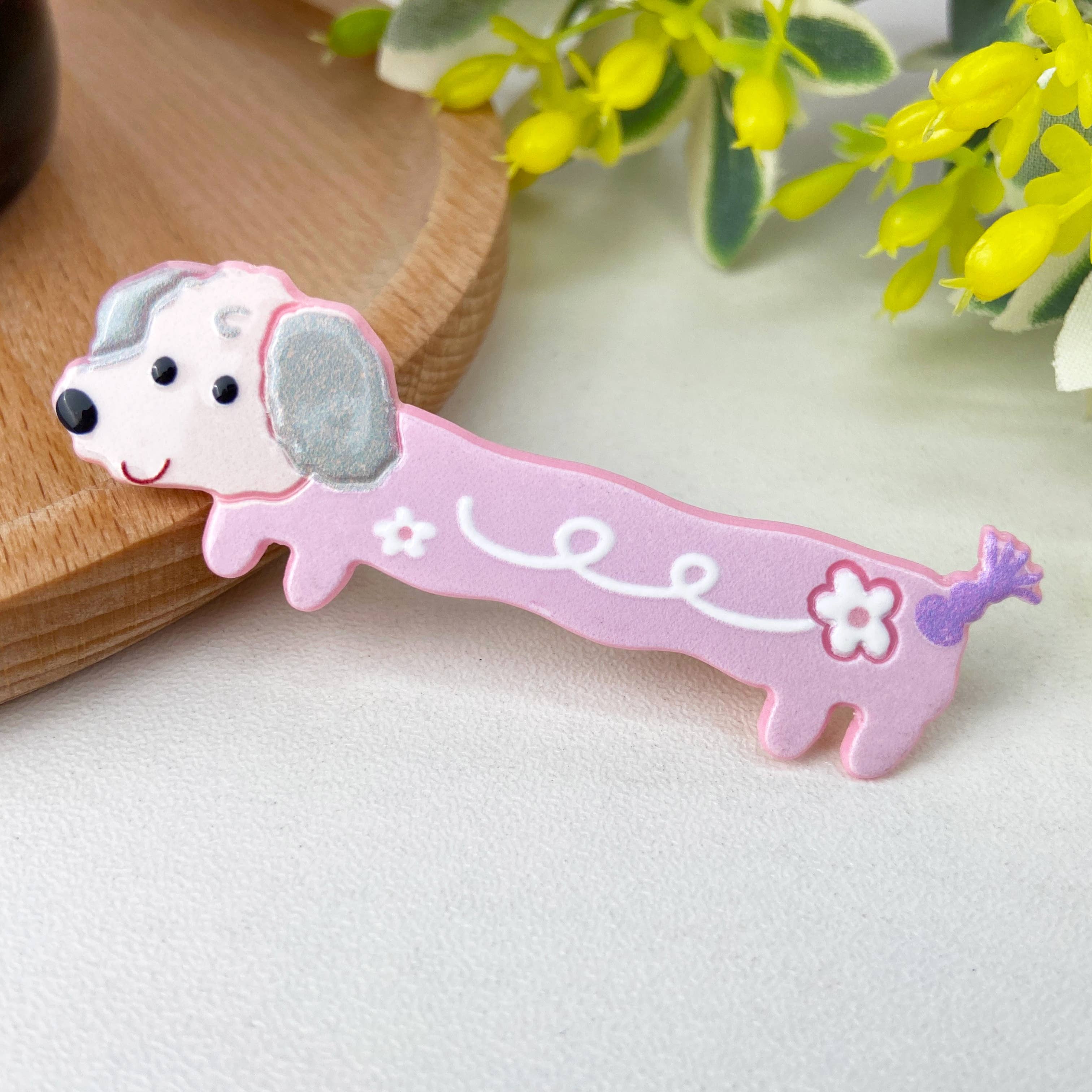 SoapElenGlen - Vendita all'ingrosso Fermaglio per capelli - Donna - Molletta per capelli colorata con simpatici bassotti in stile cartone animato9