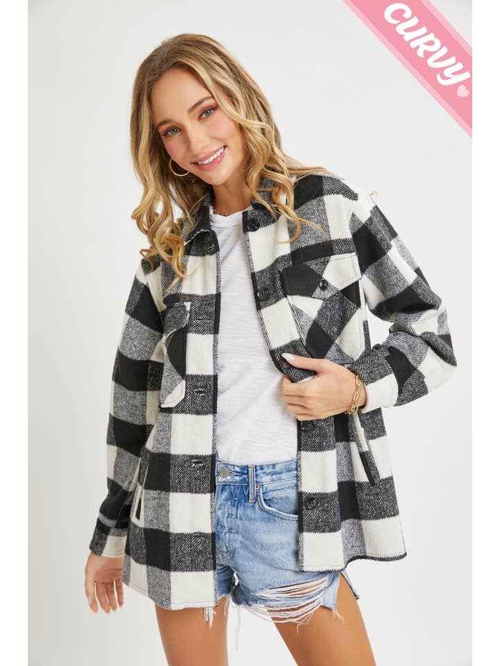 Sweet Lovely by Jen – wholesale Shirt Jacket/Shacket - Women’s – PLUS SIZE FLANNEL OUTEWERAR SHACKET20