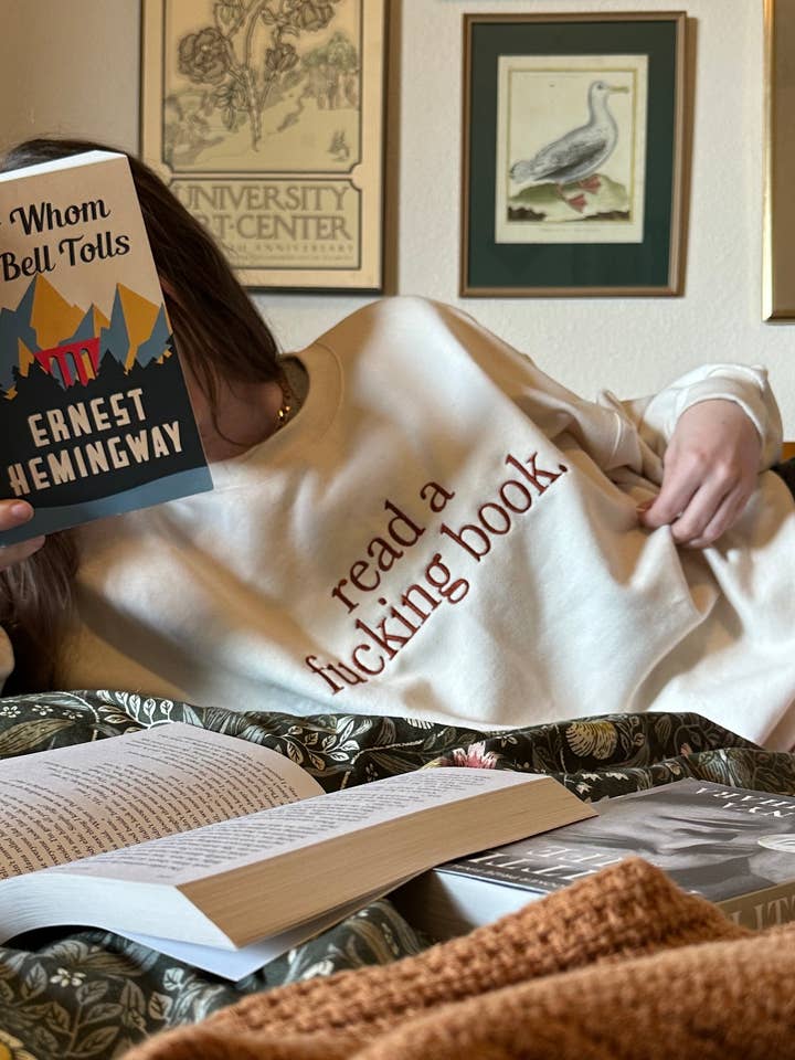 Read a F'ing Book Embroidered Crewneck for wholesale by Literary Looks