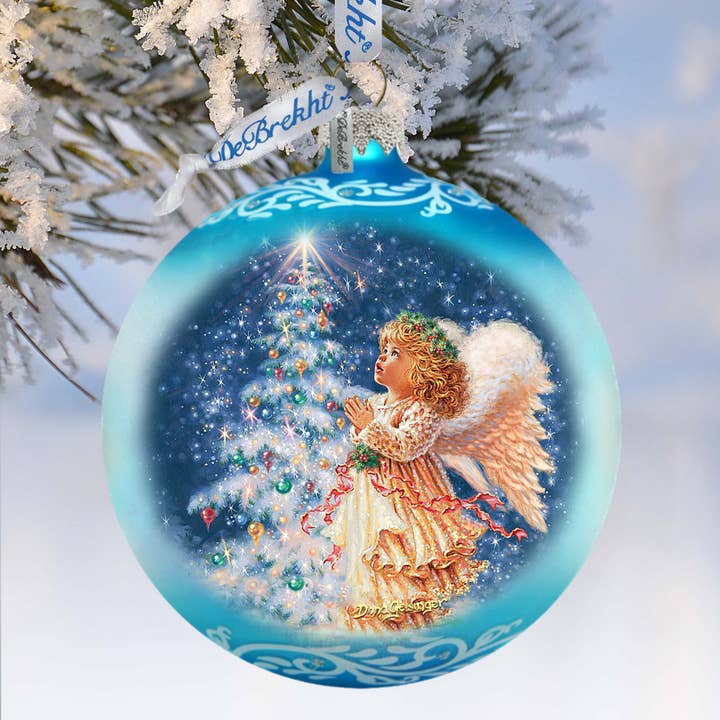 Angel’s Christmas Wish Lg Glass Ornament by G.Debrekht for wholesale by G.DeBrekht Artistic Studios