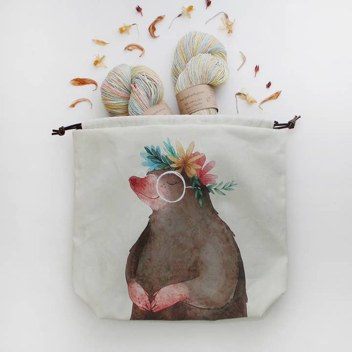 Dolores the Mole | Project Bag | Drawstring Bag for wholesale by The Blue Rabbit House