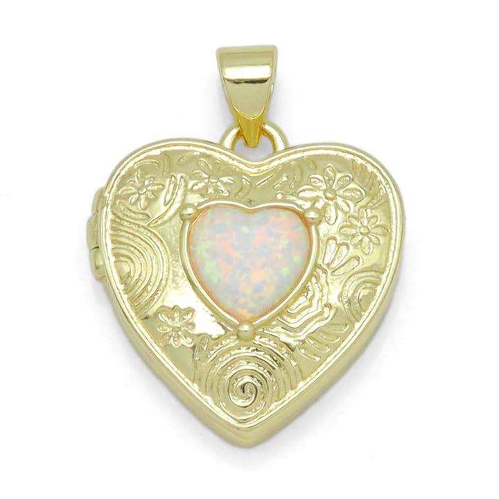 Ciondolo con ciondolo a forma di cuore in opale dorato, Sku #LX689 per la vendita all'ingrosso da parte di BestBeads&Beyond
