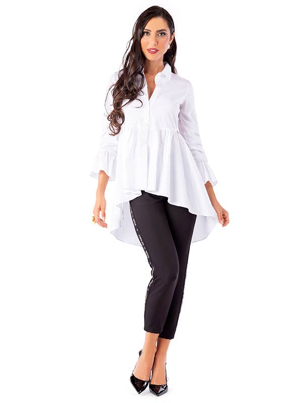 Asymmetric popline tunic with elastane for wholesale by ZUMBI Fashion Store