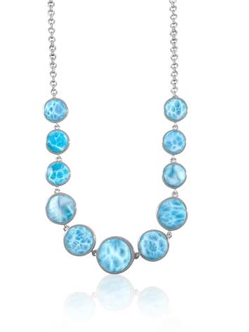 Larimar Necklace Round Multi Stone Azure for wholesale by Larimar Magic