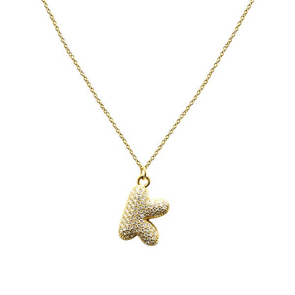 AMORINO SRL - Wholesale Pendant/Charm Necklace - BUBBLE INITIAL NECKLACE WITH ZIRCONIA - MY24784B517 GOLD9
