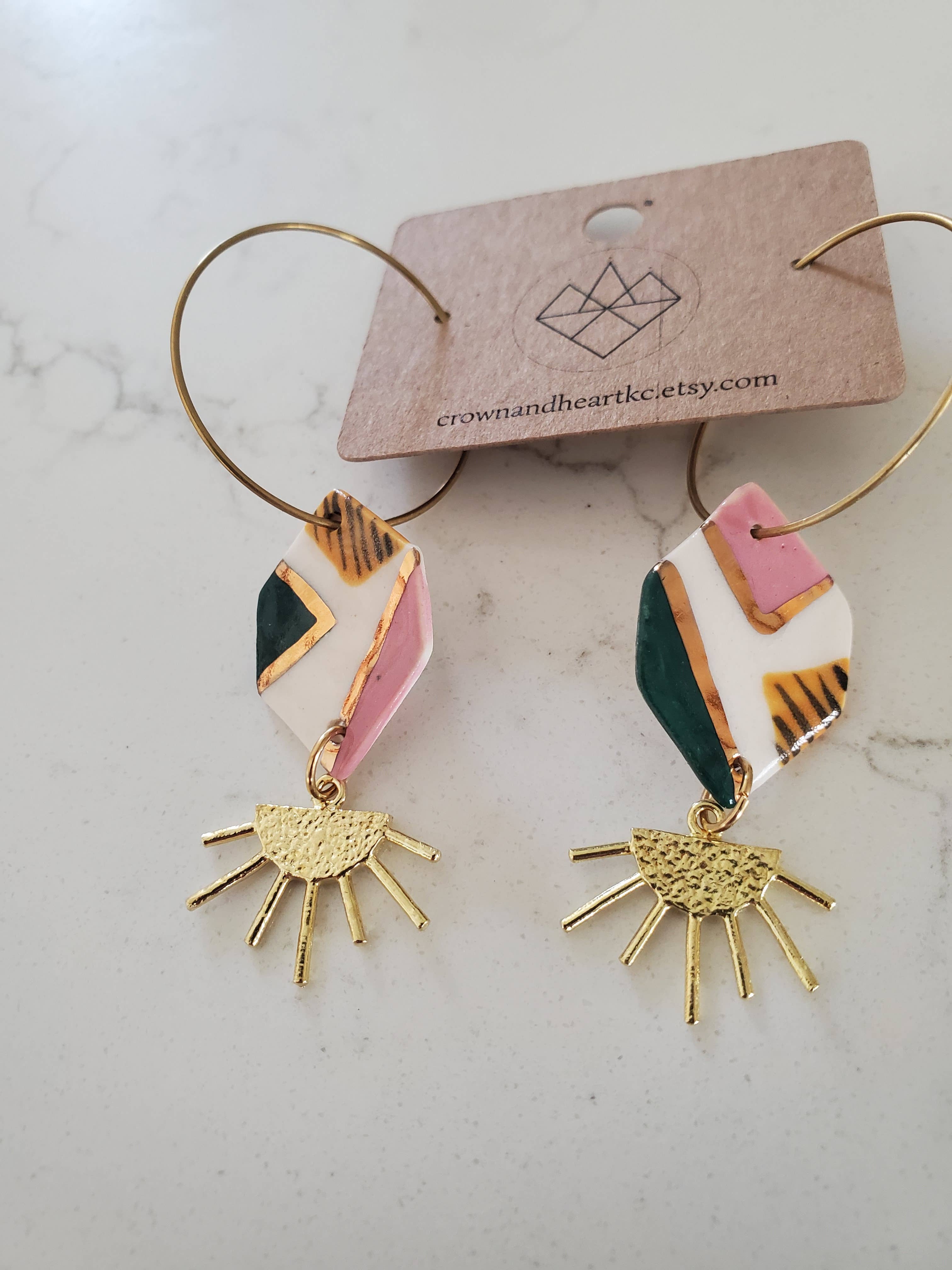 Crown & Heart - Vendita all'ingrosso Orecchini pendenti - Orecchini a Cerchio Sunburst0