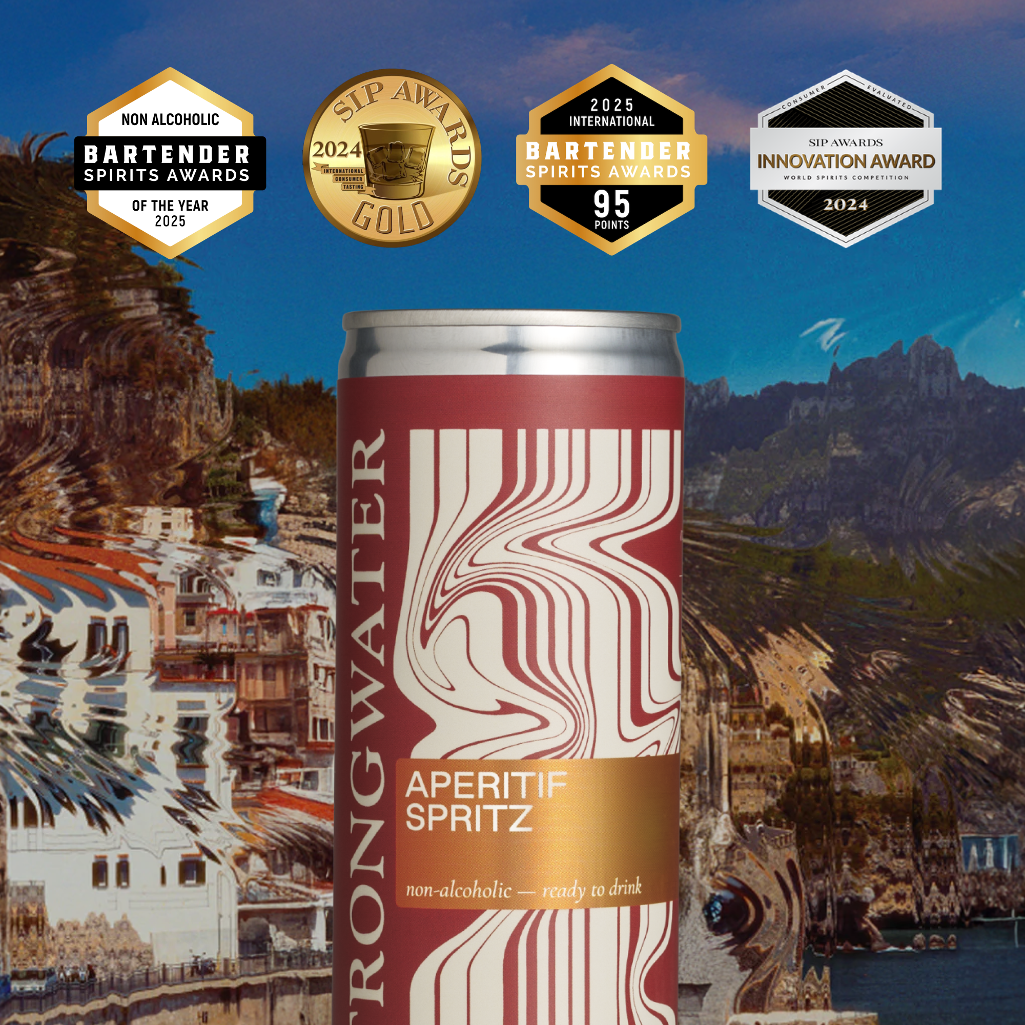 Strongwater - Vendita all'ingrosso Aperitivo/Cocktail analcolico - Spritz analcolico frizzante tipo Aperol Spritz6